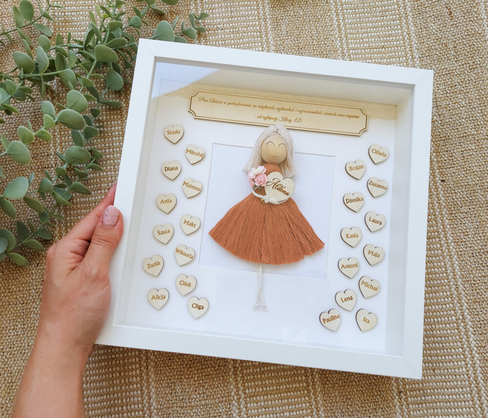 Prezent dla nauczyciela, upominek, ramka, gablotka