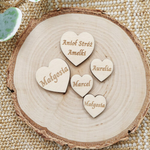 Serduszko grawerowane ze sklejki z imieniem