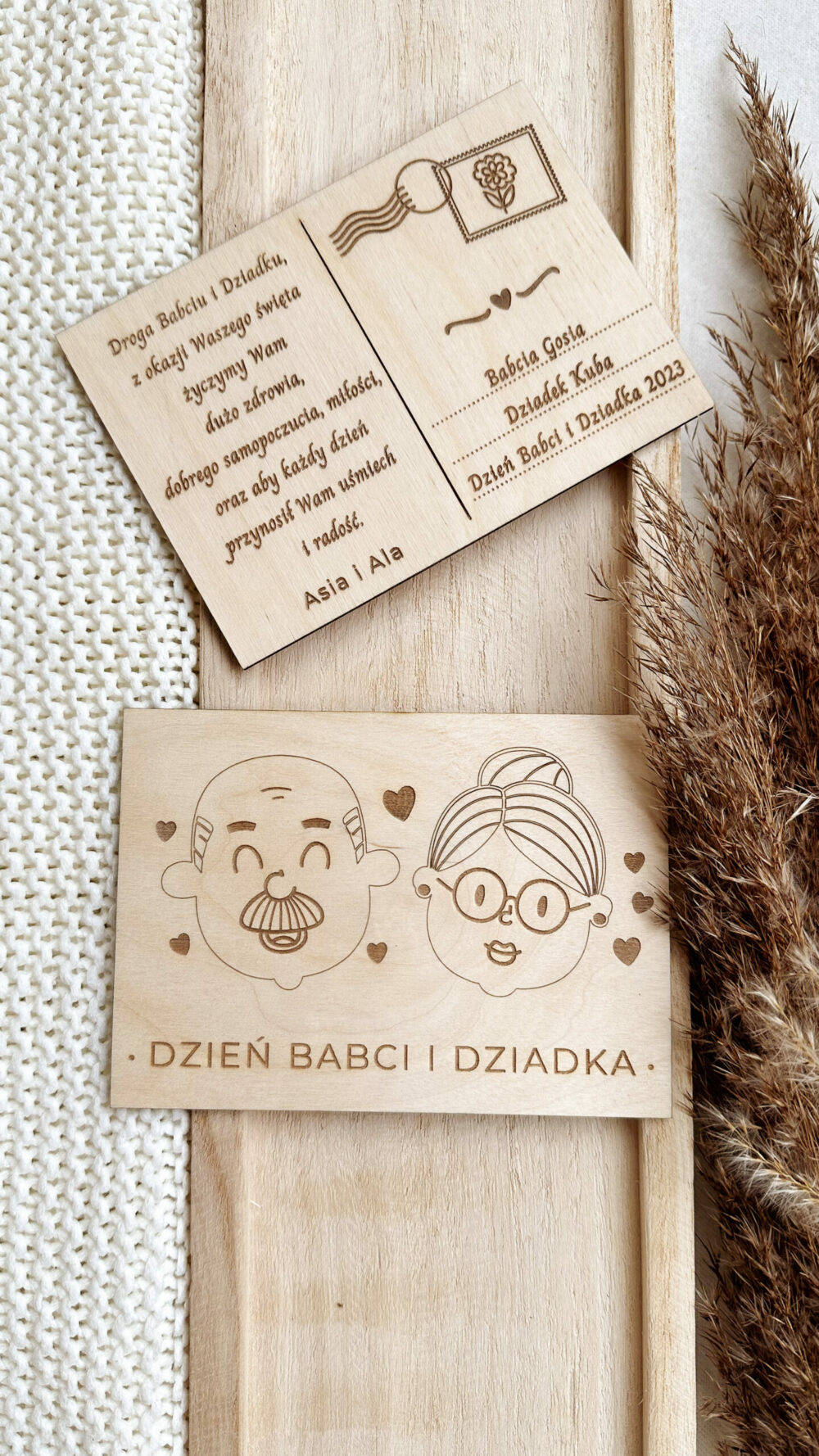 Kartka Pamiątka na Dzień Babci i Dziadka z własną dedykacją dwustronna