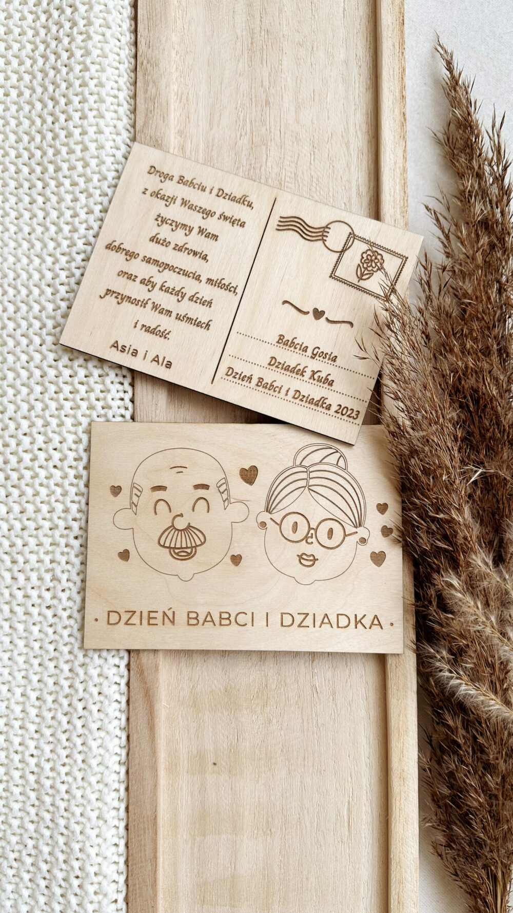 Kartka Pamiątka na Dzień Babci i Dziadka z własną dedykacją dwustronna