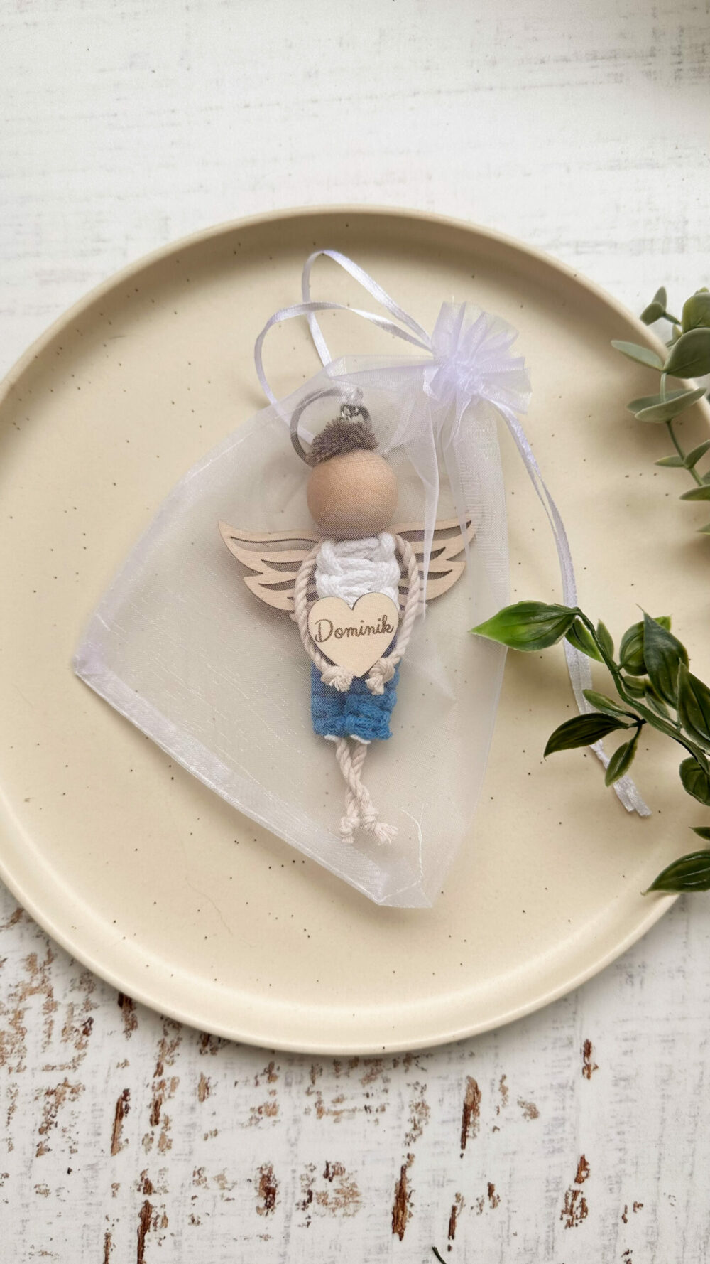 Brelok aniołek - podziękowanie dla gości I Komunia Święta / chłopiec
