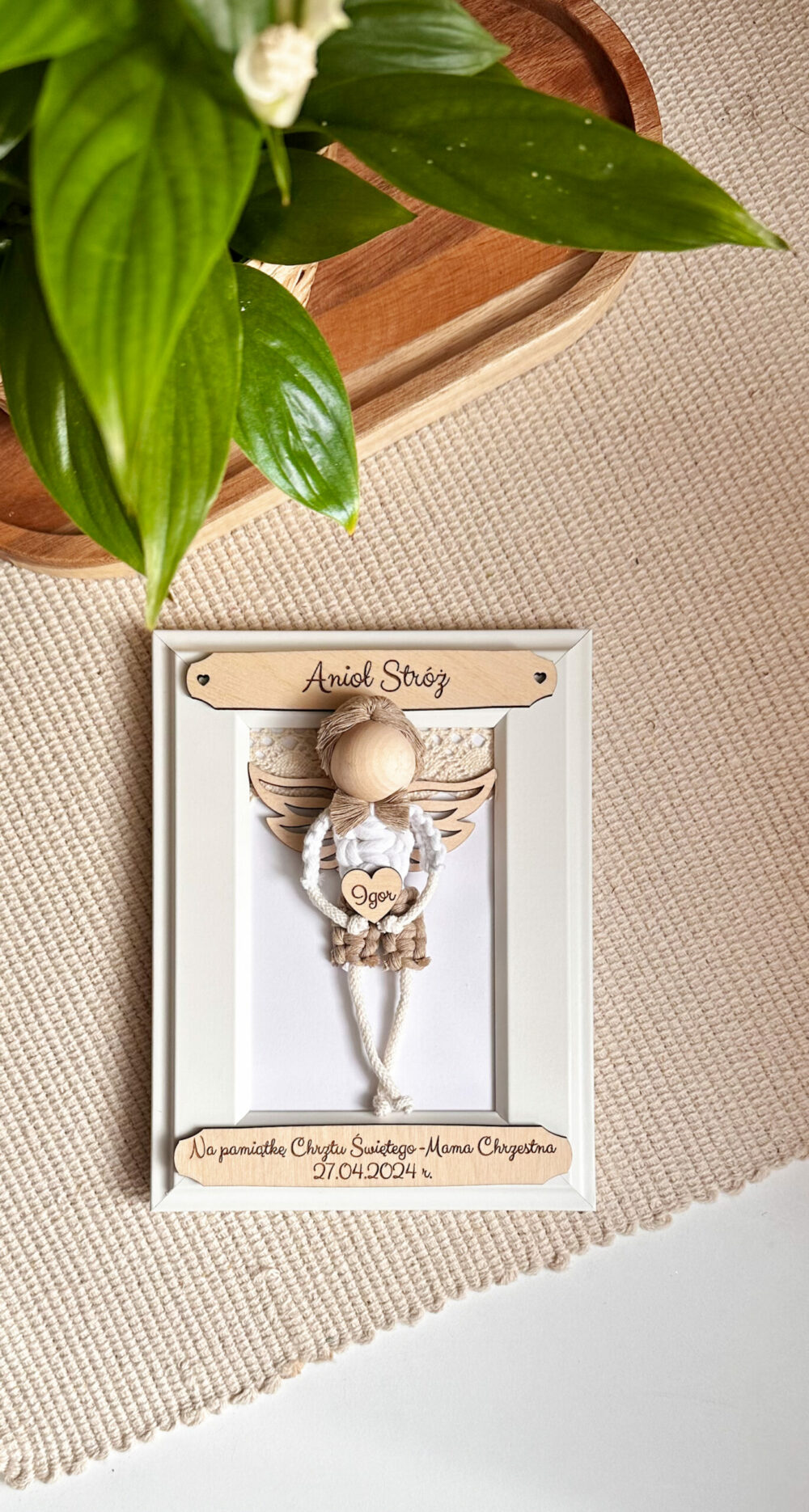 Ramka z Aniołkiem I Komunia Święta / chłopiec