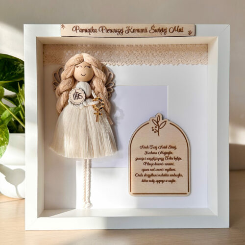 Gablotka z Aniołkiem I Komunia Święta / dziewczynka / złoty różaniec