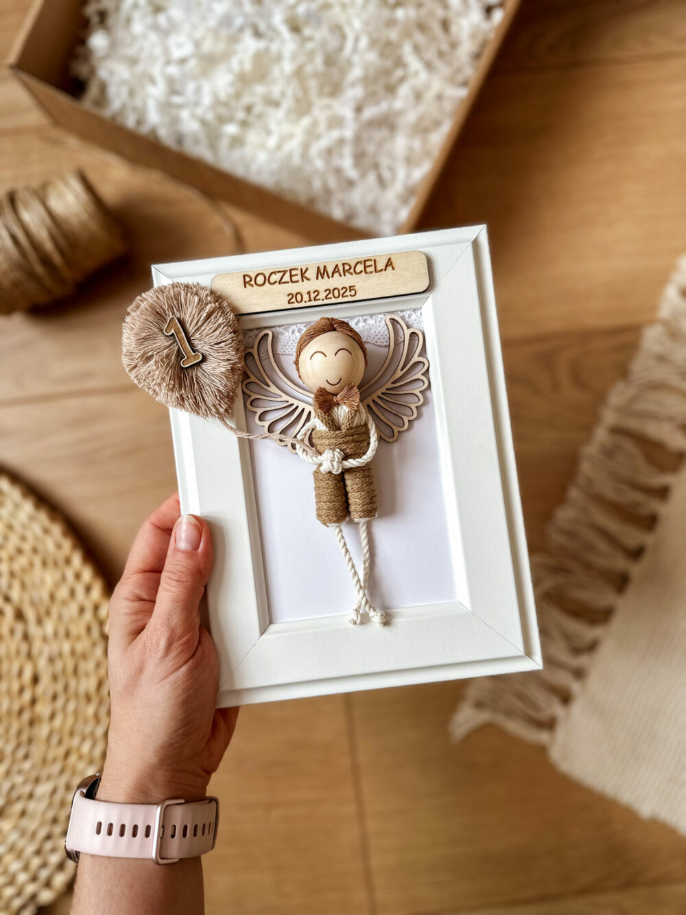 Ramka z Aniołkiem Roczek / chłopiec