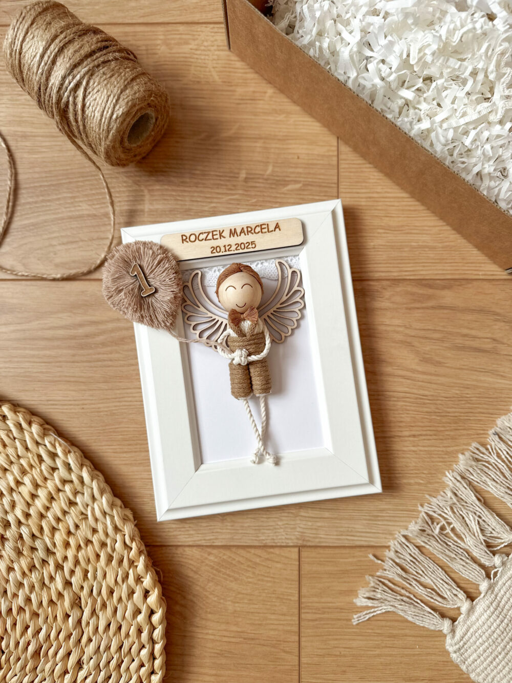 Ramka z Aniołkiem Roczek / chłopiec